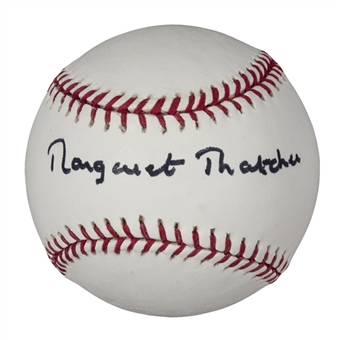 Margaret Thatcher Autographed Baseball (PSA/DNA)